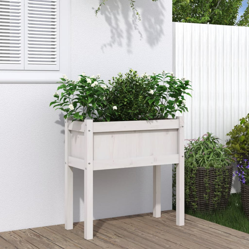 Scatola di pianificazione Vidaxl con gambe 70x31x70 cm Pino solido bianco