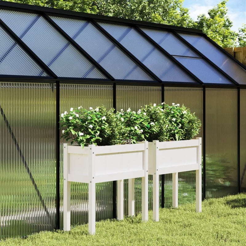 Vidaxl fioriere con poots 2 pezzi Pine solido wit bianco