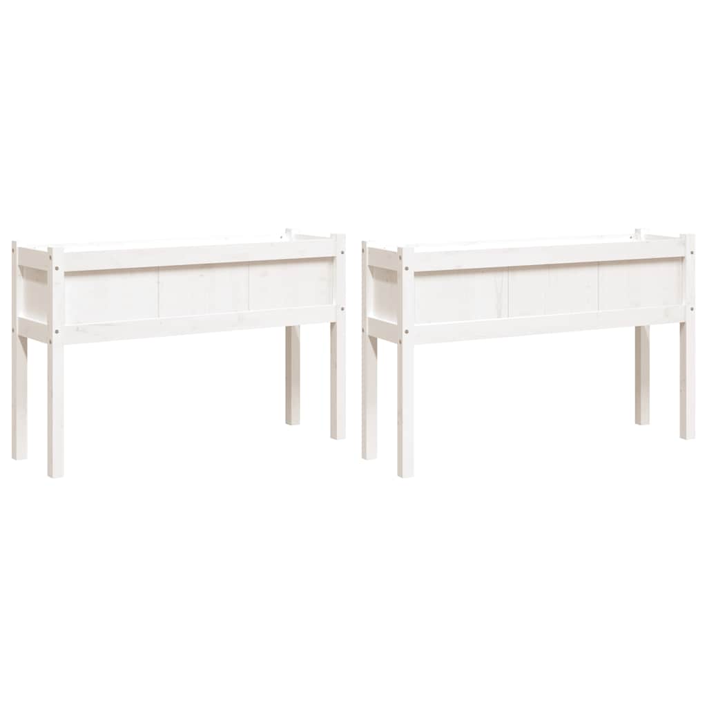 Plantadores Vidaxl con Poots 2 PCS Pine Solid With White