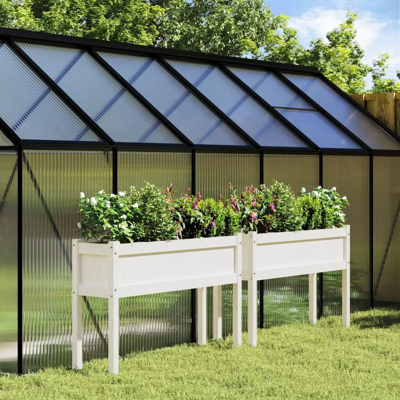 Plantadores Vidaxl con Poots 2 PCS Pine Solid With White