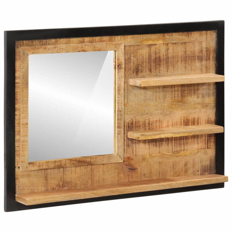 Specchio Vidaxl con ripiani 80x8x55 cm di vetro e legno di mango solido