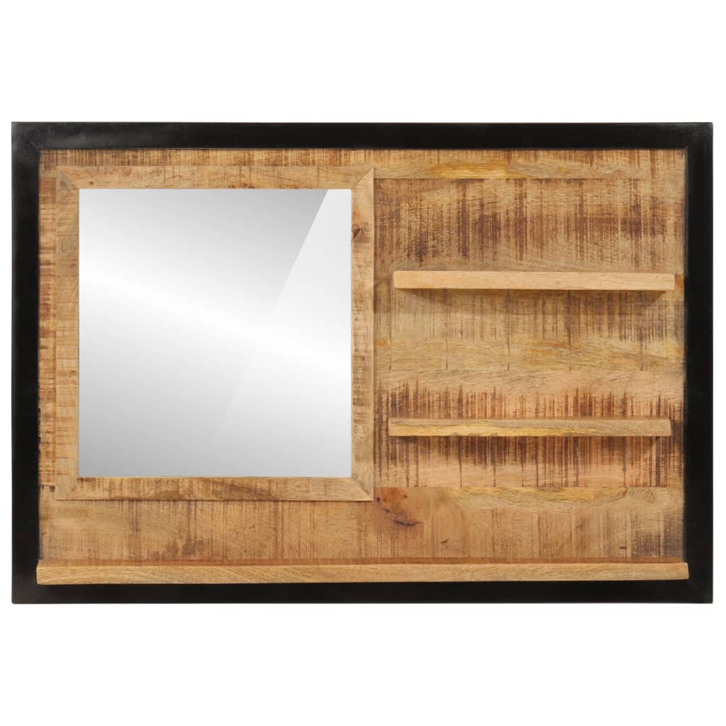 Specchio Vidaxl con ripiani 80x8x55 cm di vetro e legno di mango solido