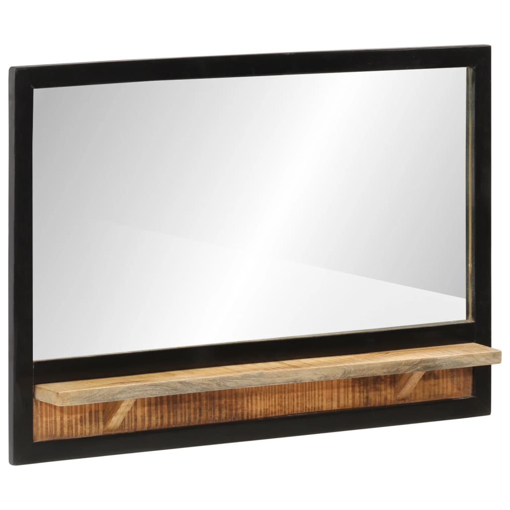 Specchio VidaXL con ripiano 80x8x55 cm in vetro e legno massello di mango