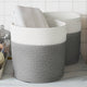Cesti di stoccaggio Vidaxl 2 STS Ø 28x28 cm di cotone grigio e bianco