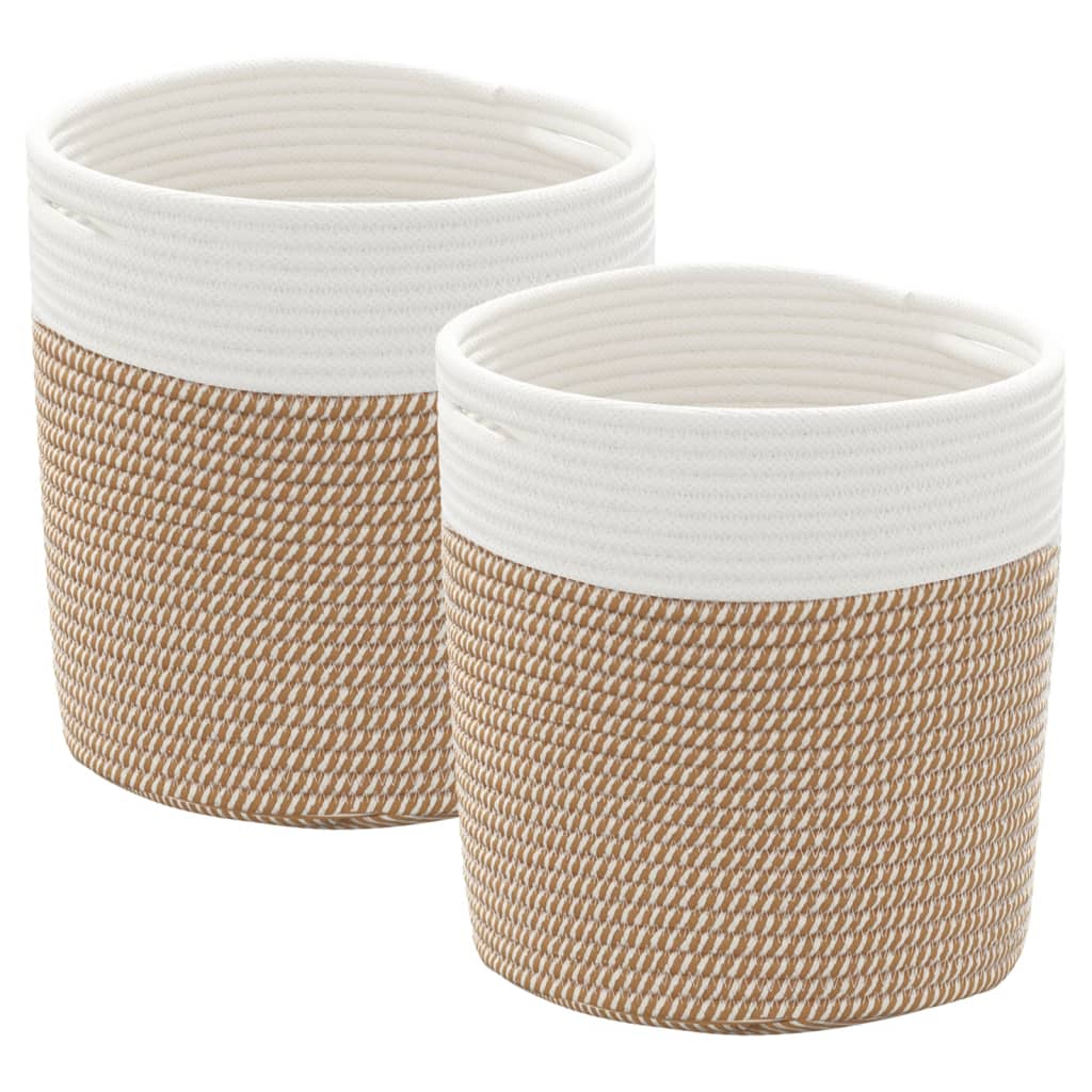 Cesti di stoccaggio Vidaxl 2 STS Ø 28x28 cm di cotone marrone e bianco