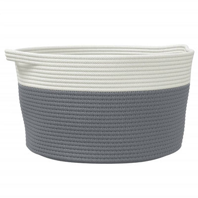 Cesta de almacenamiento de Vidaxl Ø 40x25 cm Algodón gris y blanco
