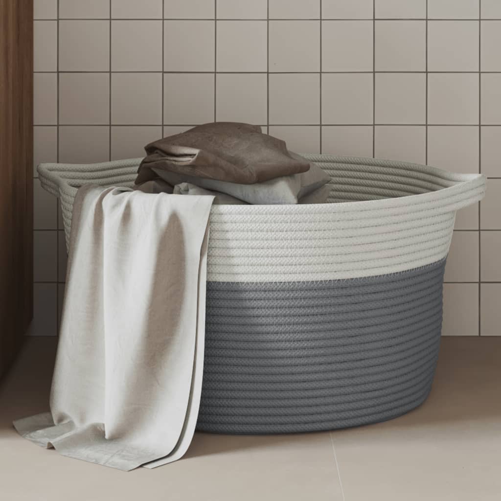 Cesta de almacenamiento de Vidaxl Ø 40x25 cm Algodón gris y blanco