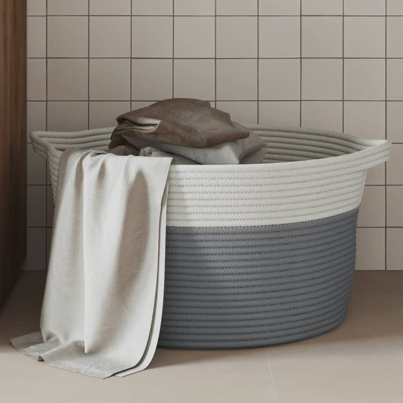 Vidaxl Cesto di stoccaggio Ø 40x25 cm di cotone grigio e bianco
