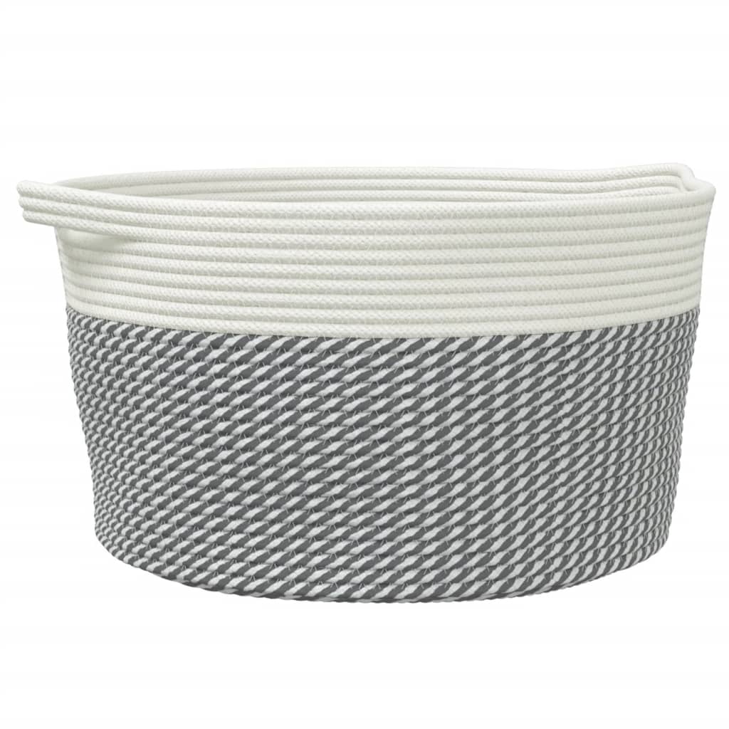 Cesta de almacenamiento de Vidaxl Ø 40x25 cm Algodón gris y blanco