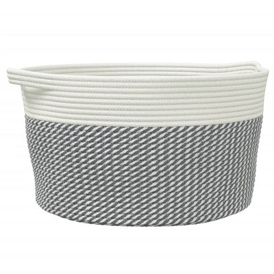 Cesta de almacenamiento de Vidaxl Ø 40x25 cm Algodón gris y blanco