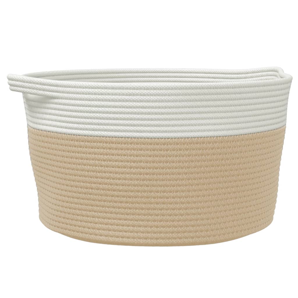 Cesta de almacenamiento de Vidaxl Ø 40x25 cm de algodón beige y blanco
