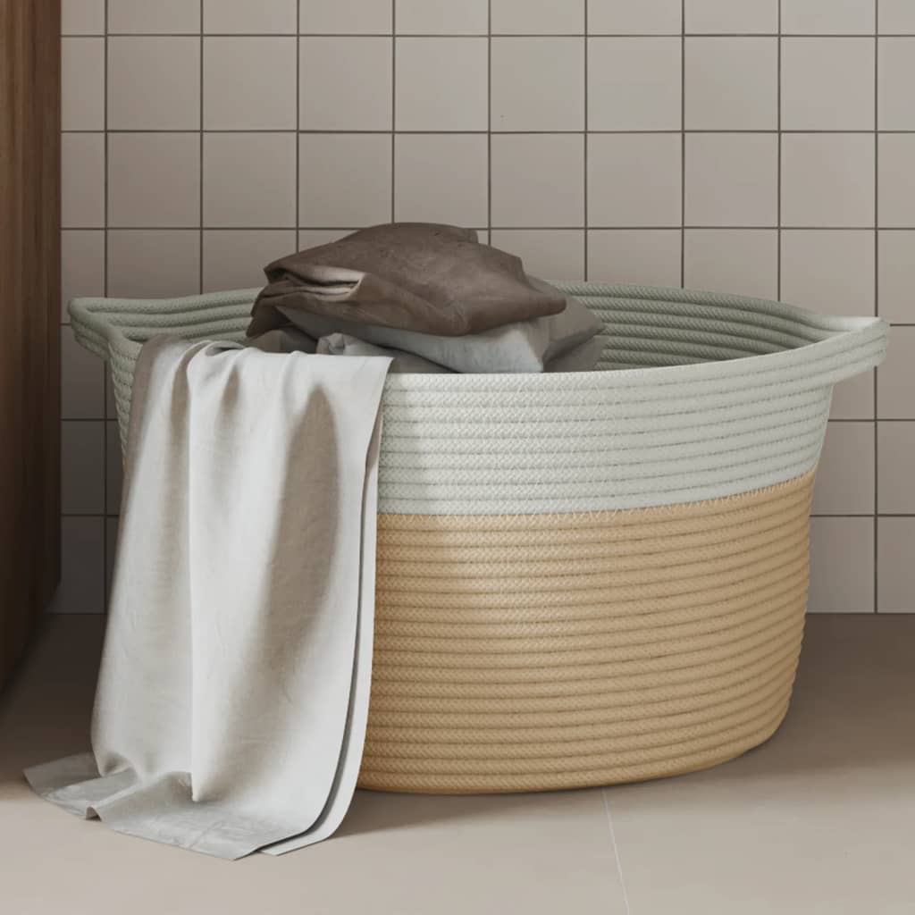 Cesta de almacenamiento de Vidaxl Ø 40x25 cm de algodón beige y blanco