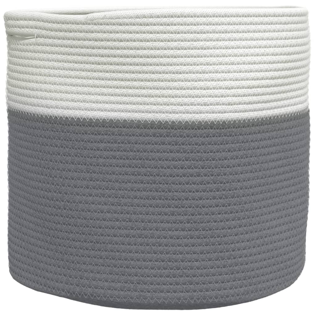 Cesta de almacenamiento de Vidaxl Ø 40x35 cm Algodón gris y blanco