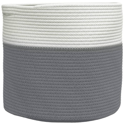 Cesta de almacenamiento de Vidaxl Ø 40x35 cm Algodón gris y blanco