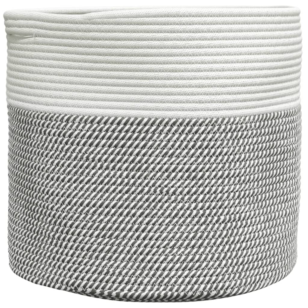 Cesta de almacenamiento de Vidaxl Ø 40x35 cm Algodón gris y blanco