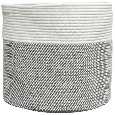 Cesta de almacenamiento de Vidaxl Ø 40x35 cm Algodón gris y blanco