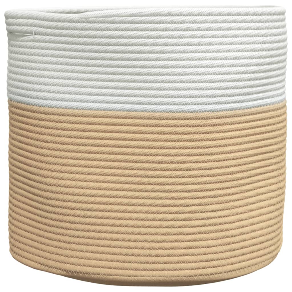 Cesta de almacenamiento de Vidaxl Ø 40x35 cm de algodón beige y blanco