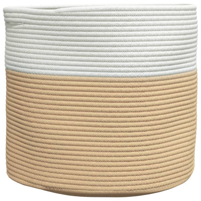 Cesta de almacenamiento de Vidaxl Ø 40x35 cm de algodón beige y blanco