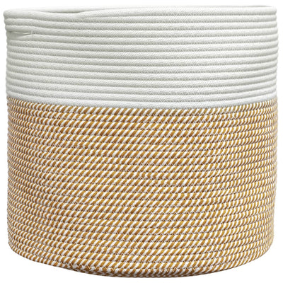 Cesta de almacenamiento de Vidaxl Ø 40x35 cm de algodón marrón y blanco