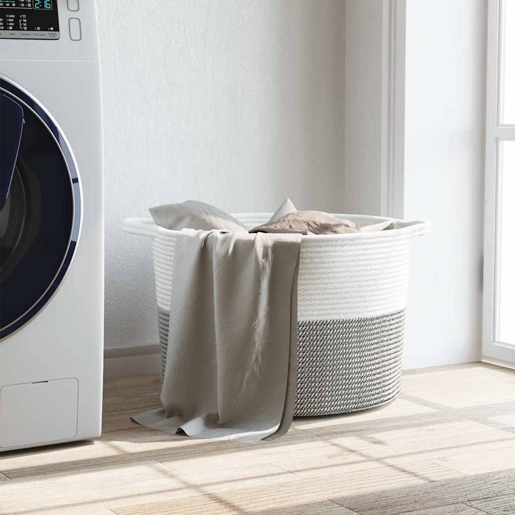 Vidaxl Lavandry Basket Ø 55x36 cm di cotone grigio e bianco