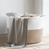 Canasta de lavandería Vidaxl Ø 55x36 cm Algodón marrón y blanco