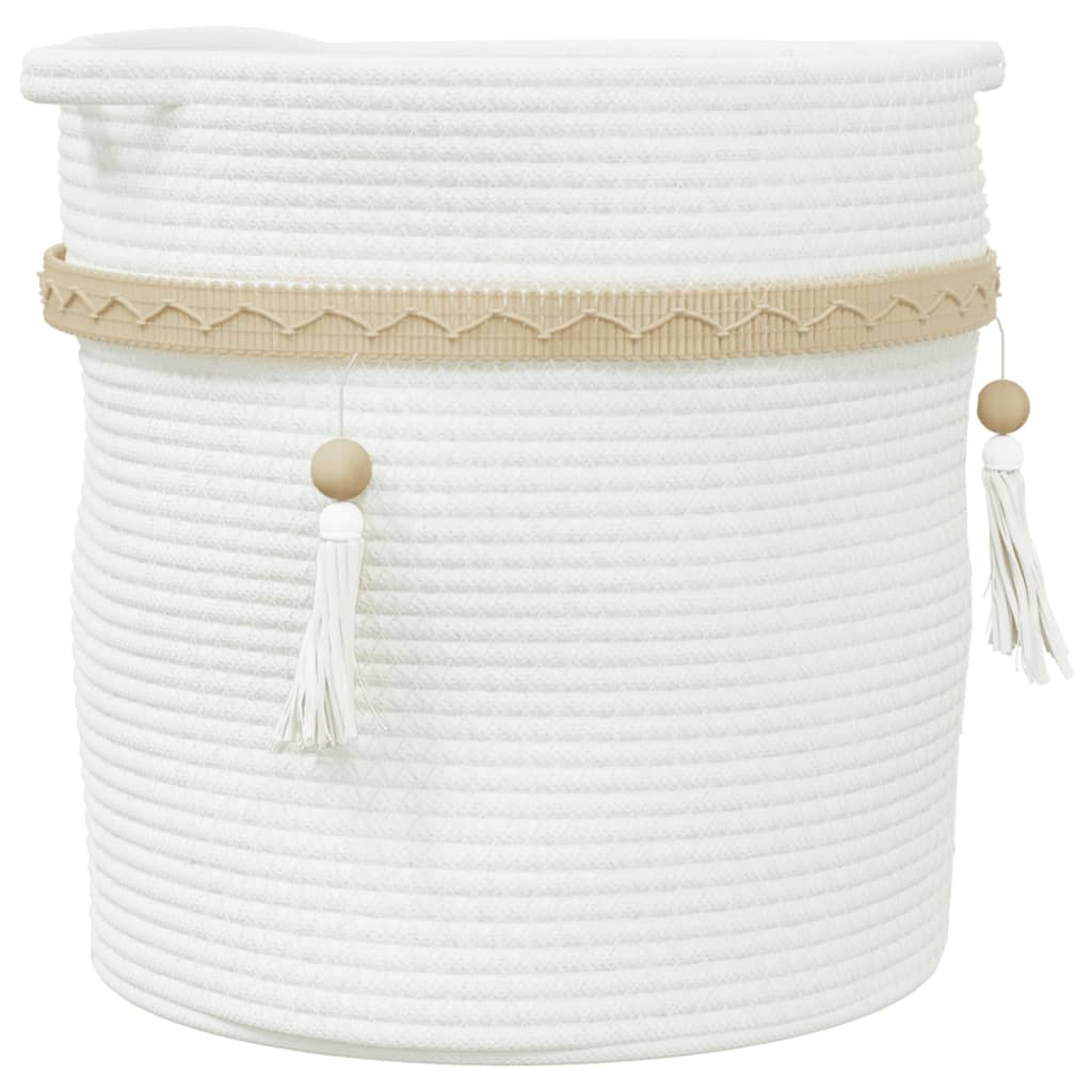 Cesta de almacenamiento de Vidaxl Ø 38x36 cm de algodón blanco