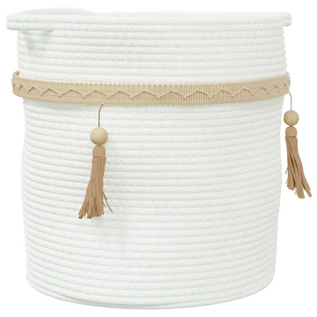 Cesta de almacenamiento de Vidaxl Ø 38x36 cm de algodón blanco