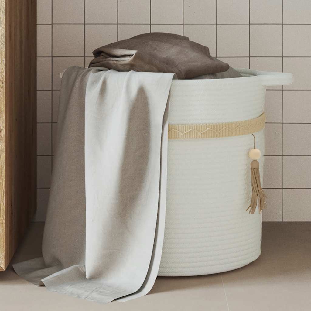 Cesta de almacenamiento de Vidaxl Ø 38x36 cm de algodón blanco