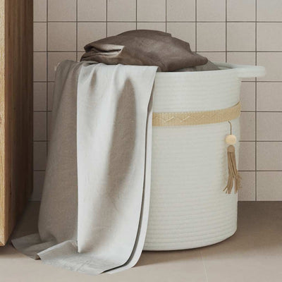 Cesta de almacenamiento de Vidaxl Ø 38x36 cm de algodón blanco
