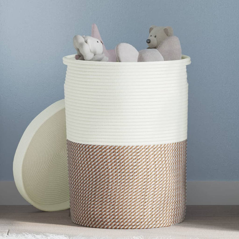 Cesto portaoggetti Vidaxx con coperchio ø 37x50 cm in cotone marrone e bianco