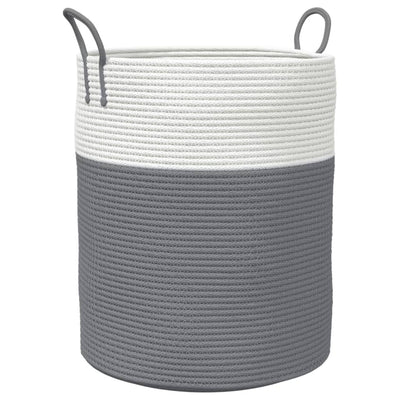 Cesta de almacenamiento de Vidaxl Ø 38x46 cm Algodón gris y blanco