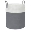 Vidaxl Cesto di stoccaggio Ø 38x46 cm di cotone grigio e bianco