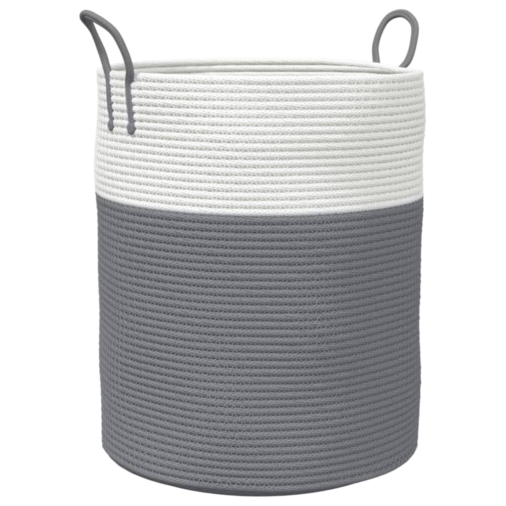 Vidaxl Cesto di stoccaggio Ø 38x46 cm di cotone grigio e bianco