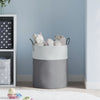 Vidaxl Cesto di stoccaggio Ø 38x46 cm di cotone grigio e bianco