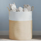 Vidaxl Cesto di stoccaggio Ø 38x46 cm di cotone beige e bianco