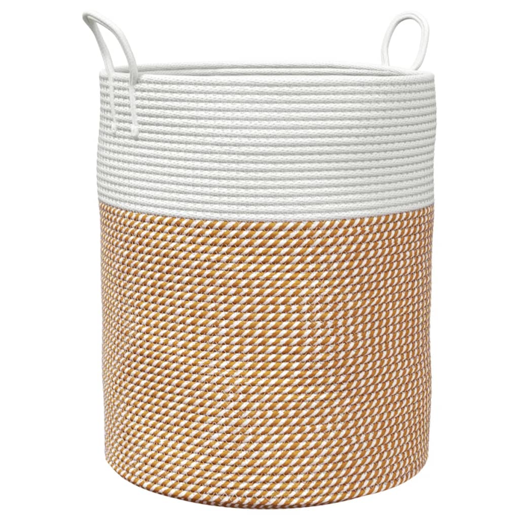 Cesta de almacenamiento de Vidaxl Ø 38x46 cm Algodón marrón y blanco