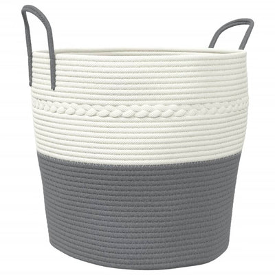 Cesta de almacenamiento de Vidaxl Ø 43x38 cm Algodón gris y blanco