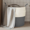 Cesta de almacenamiento de Vidaxl Ø 43x38 cm Algodón gris y blanco