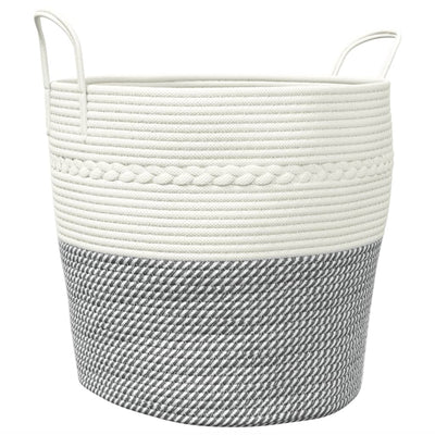 Cesta de almacenamiento de Vidaxl Ø 43x38 cm Algodón gris y blanco