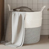 Cesta de almacenamiento de Vidaxl Ø 43x38 cm Algodón gris y blanco