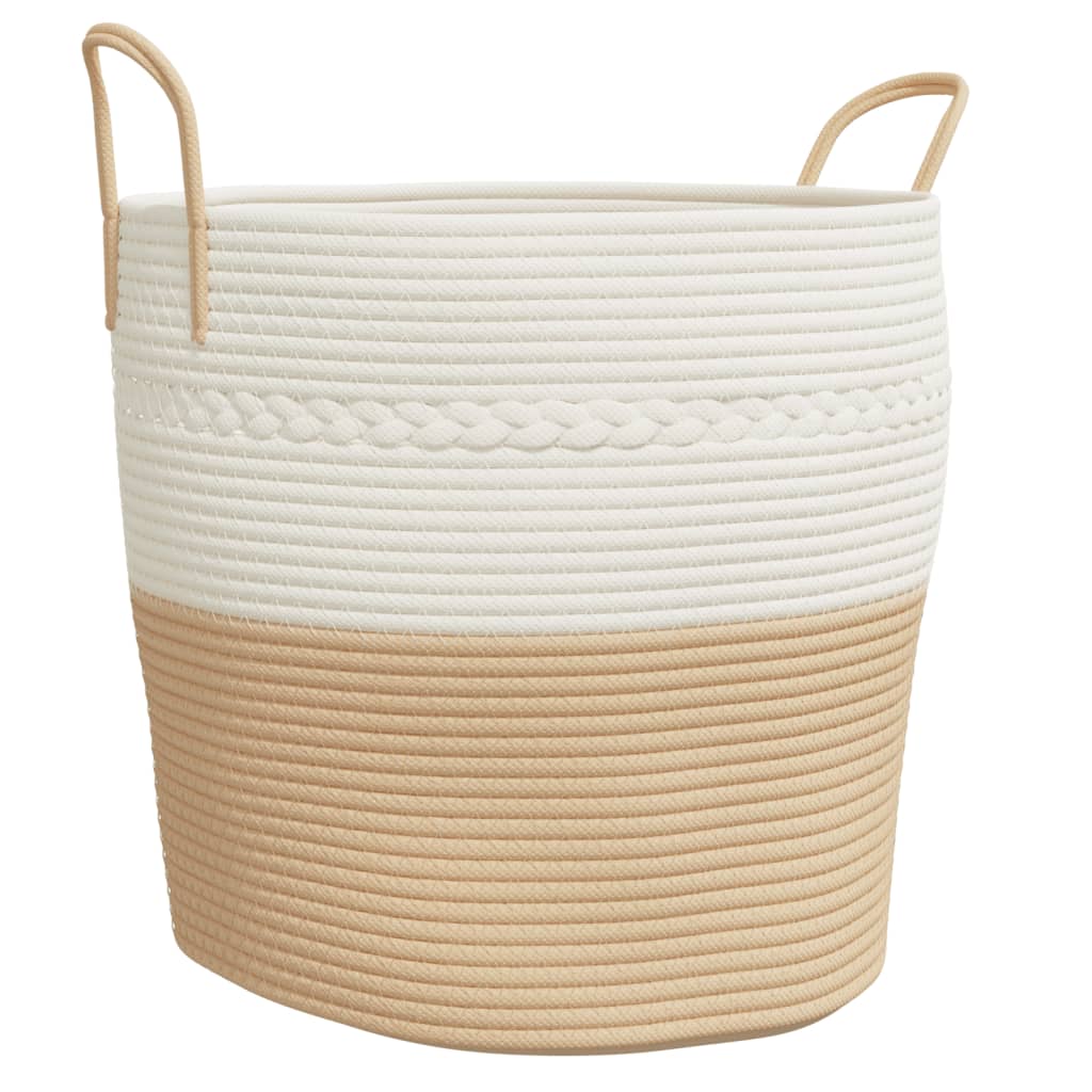 Vidaxl Cesto di stoccaggio Ø 43x38 cm beige di cotone e bianco