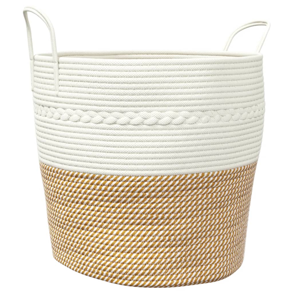 Cesta de almacenamiento de Vidaxl Ø 43x38 cm de algodón marrón y blanco