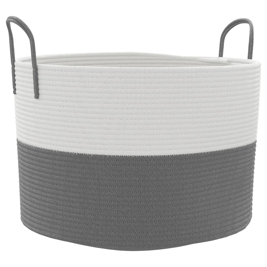 Cesta de almacenamiento de Vidaxl Ø 51x33 cm Algodón gris y blanco