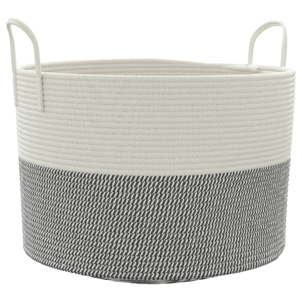Vidaxl Cesto di stoccaggio Ø 51x33 cm di cotone grigio e bianco