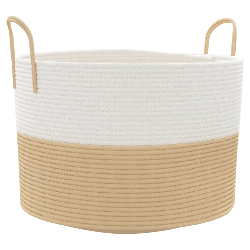 Cesta de almacenamiento de Vidaxl Ø 51x33 cm de algodón beige y blanco