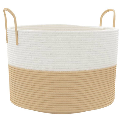 Cesta de almacenamiento de Vidaxl Ø 51x33 cm de algodón beige y blanco