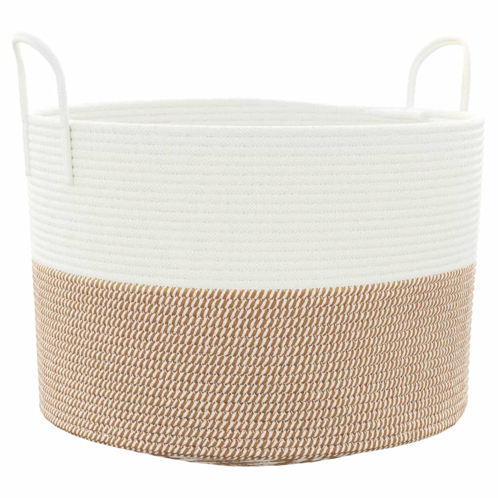 Vidaxl Cesto di stoccaggio Ø 51x33 cm di cotone marrone e bianco