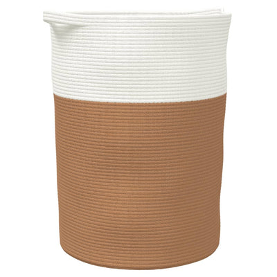 Cesta de almacenamiento de Vidaxl Ø 49x65 cm de algodón marrón y blanco