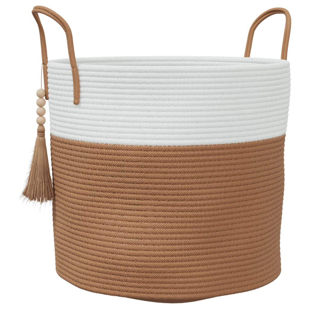 Cesta de almacenamiento de Vidaxl Ø 40x35 cm de algodón marrón y blanco