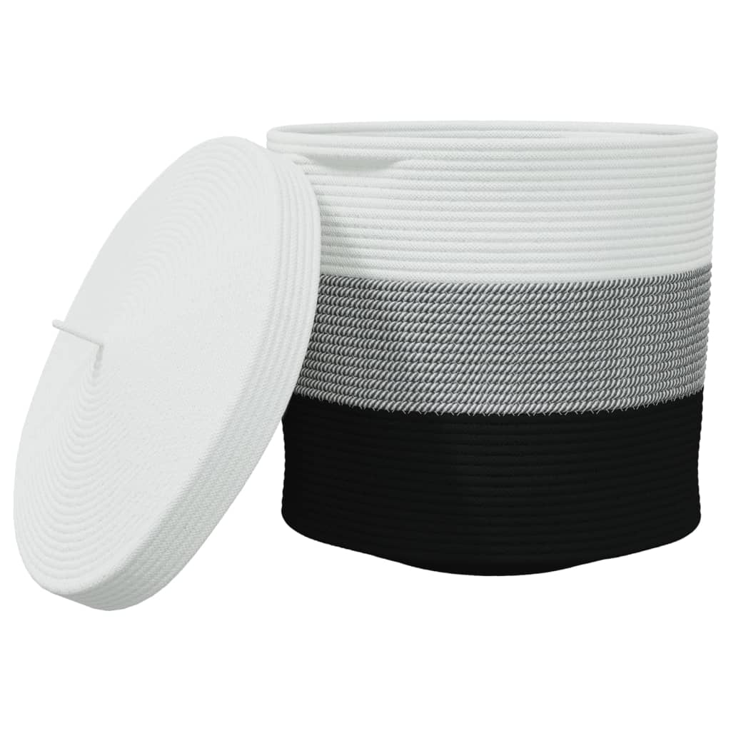 Cesto di stoccaggio Vidaxl con coperchio Ø 40x35 cm di cotone bianco e nero